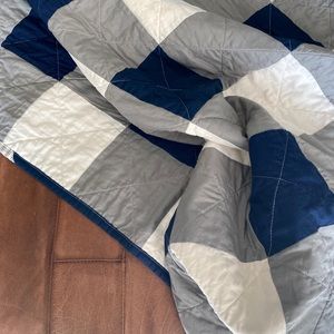NEW Handmade Navy and Gray Buffalo Plaid Quilt